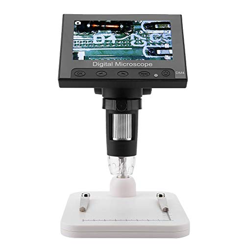 TF Card Slot Electronic Microscope, DM4 2MP 500/1000X Digital Magnifier, Jewelry Appraisal, Detecting for Industrial PCB Checking(Plastic Rack)