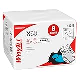 WypAll 41083 X60 Cloths, 1/4 Fold, 12 1/2 x 10, White, 70 per Pack (Case of 8 Packs)