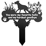 ENZUO Dog Grave Markers, 12'X 14' Metal Baked Enamel Memorial Dog Stake for Pet Headstone Decorations, Waterproof Pets Cemetery Plaque for Outdoors, Lost Sympathy Tombstone Memorial Garden Sign Gift