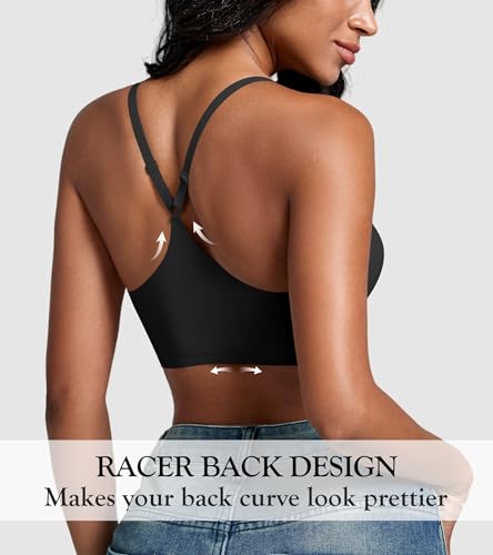 Image of DEANGELMON Front Closure Bras for Women Racerback Bra No Underwire Seamless Push Up T-Shirts Bras Supportive Womens Bralettes