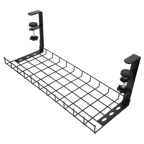 Bandeja organizadora de cables para debajo del escritorio, sin taladro, negra, 500 mm, gran capacidad para almacenamiento de cables en oficina y escritorio en casa miniatura 1