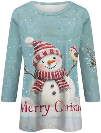 Women’s Cute Merry Christmas Snowman Loose Fit Top