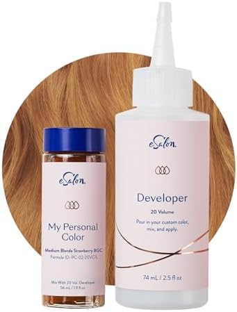 eSalon Permanent Hair Color & Hair Dye Complete Kit - Medium Blonde Strawberry- Personal Colorist Kit for Up To 100% Gray Coverage for All Hair Types - Professional-Grade Ammonia-Free Hair Dye