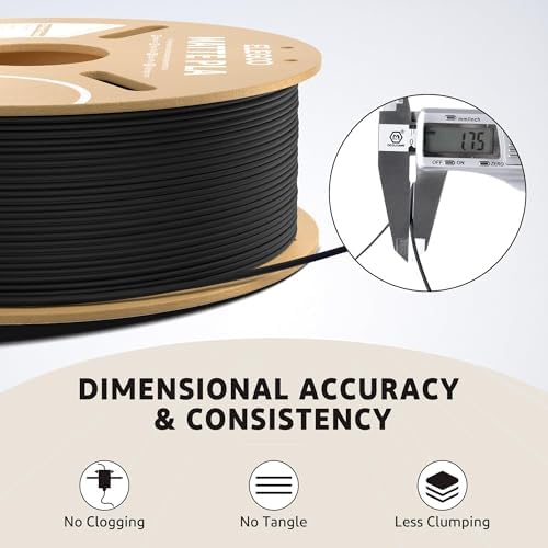 ELEGOO Matte PLA Filament Matte Black 1KG, 1.75mm 3D Printer Filament Dimensional Accuracy +/- 0.02mm, 1kg Carboard Spool (2.2lbs) Fits for Most FDM 3D Printers - View 6