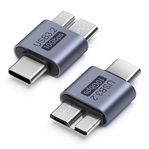 Seminer Przejściówka Micro B na USB C (2 sztuki) danych męskich na męskich, konwerter do komputera, laptopa, zewnętrznego dysku twardego