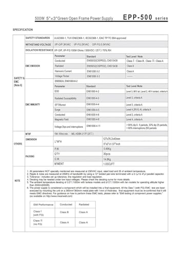 Alimentation EPP-500-18 à cadre ouvert vert de 500W avec fonction PFC - 5