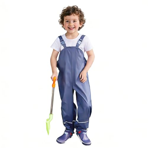 Image of SSAWcasa Kids Rain Pants, Toddler Waterproof Boys Girls Pants, Mud Dirty Proof Rain Suspender Trousers Overalls