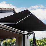 JSH 3 x 2.5m Electric Awning With LED Lights | Remote Control/Manual | Aluminium Frame DIY Retractable Awning, UV50+ Sun Shade Canopy for Garden Patio Deck Door Window | Dark Grey | Open Cassette - Image 7