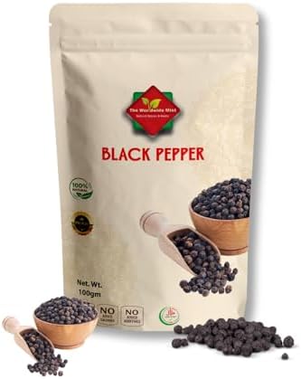 Black Pepper | Black Peppercorns 100G | Whole Black Pepper | Premium Quality | 100% Natural | Authentic | No Additives | No Preservatives | Non GMO