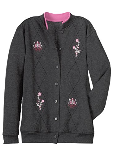 Embroidered Cardigan-Style Sweatshirt