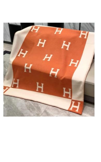Warm and Cozy Woollen Throw Blanket- Avalon Blanket -Hermes Themed Design 135 * 170-Orange