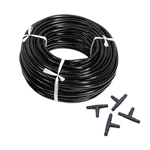 SYKIA Kit de riego por goteo de 20 m, 4/7 mm, tubo de riego de agua de jardín con 10 juntas de tres vías, tubo de riego agrícola para jardinería (diámetro: diámetro interior de 4 mm)