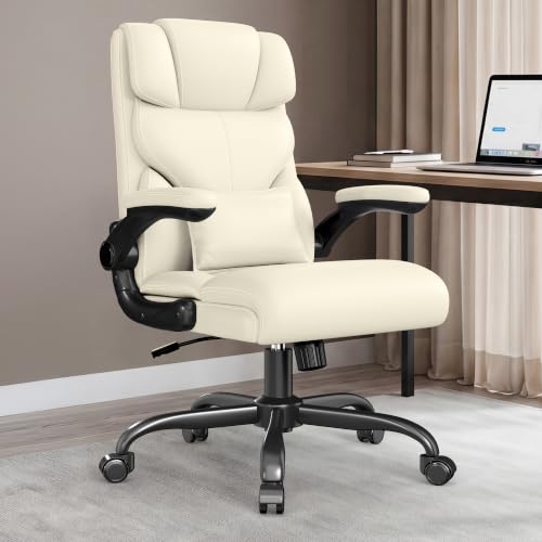 Image of Office Chair, Executive Mid-Back Computer Desk Chair with Flip-up Armrests