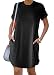 YEXIPO Women's Casual Summer Short Sleeve T Shirt Dress Nightgown Crew Neck Loose Solid Color Basic Dresses with Pockets
