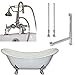 Cast Iron Double Ended Slipper Tub 71" X 30" with 7" Deck Mount Faucet Drillings and English Telephone Style Faucet Complete Polished Chrome Plumbing Package