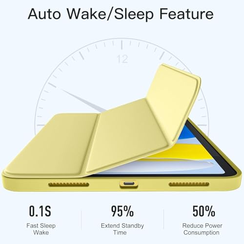 Image of ProElite Smart Case for iPad (A16) 11th /10th Generation (2025 /2022) [Auto Sleep /Wake Cover] [Left Side Pencil Holder] [Soft Flexible Case] Recoil Series - Yellow