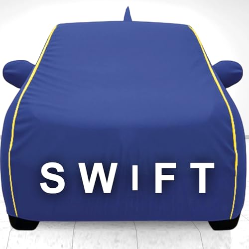 Image of 100% Waterproof Car Cover for Swift Protection, Dustproof, Windproof | Custom Fit with Mirror Pockets, Belt & Buckle | All Weather Outdoor Body Cover (Blue, Swfit)