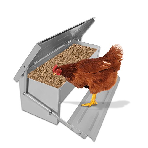 Voilamart 5KG Auto Chicken Feeder Automatic Treadle Self Opening Aluminium Feed Chook Poultry