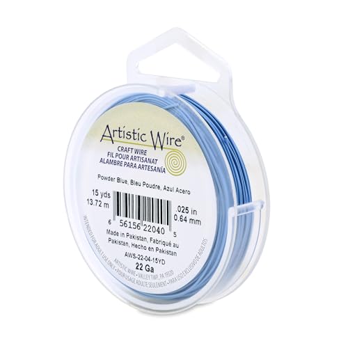 Image of Artistic Wire, 22 Gauge Tarnish Resistant Colored Copper Craft Wire, Powder Blue, 15 yd