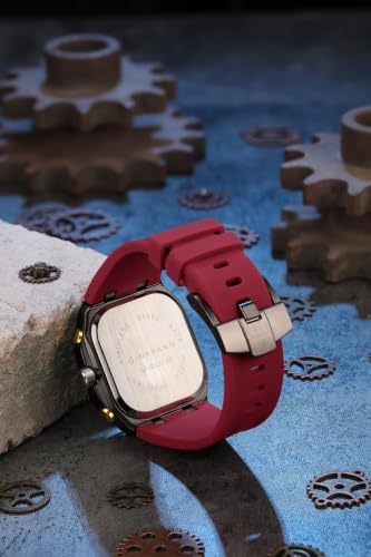 Image of Giordano Analog Quartz Watch for Men with Octagonal Skeleton Dial, Exposed Gear Design, Date Display and Silicone Strap - GZ-50221