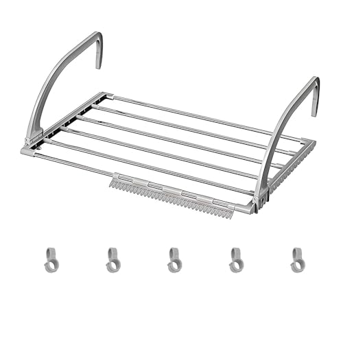 ONEBO 1 Pièces Etendoir Radiateur,Séchoir Radiateur,Etendoir à Linge Pliable en Acier Inoxydable, pour Suspendre Vos Vêtements, Serviettes,sous-Vêtements,...
