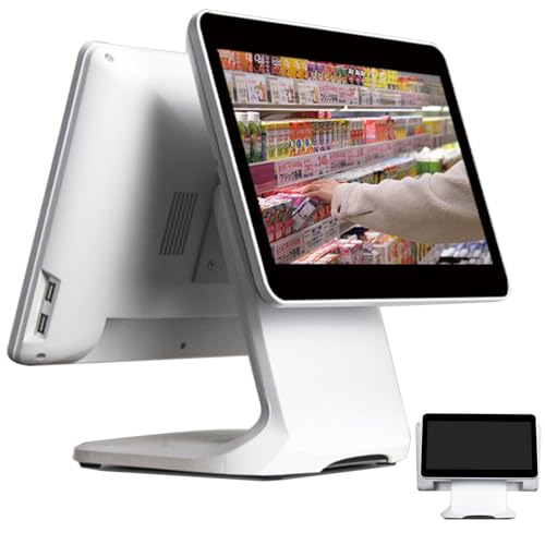 Caja registradora táctil de Doble Pantalla, Sistema TPV PC con Pantalla táctil de 15,6 Pulgadas, CPU N2930, 4 GB de RAM, SSD de 64 GB, Windows 7/10, Ideal para supermercados, restaurantes comercios