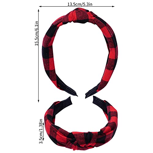 Sumersha 6Pcs Christmas Knotted Headbands Buffalo Plaid Headband Wide Top Knot Hair Bands Non-Slip Turban Head Bands Fashion Women Girls Hair Accessories For Birthdays Christmas Parties thumb #1