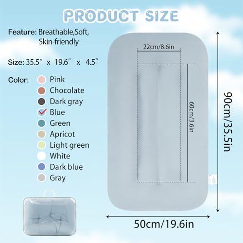 Image of Baby Lounger for Newborn, Bionic Design Baby Lounger, Soft Organic Cotton Breathable Lounger for Infants 0-24 Months (Grayinsh Blue)