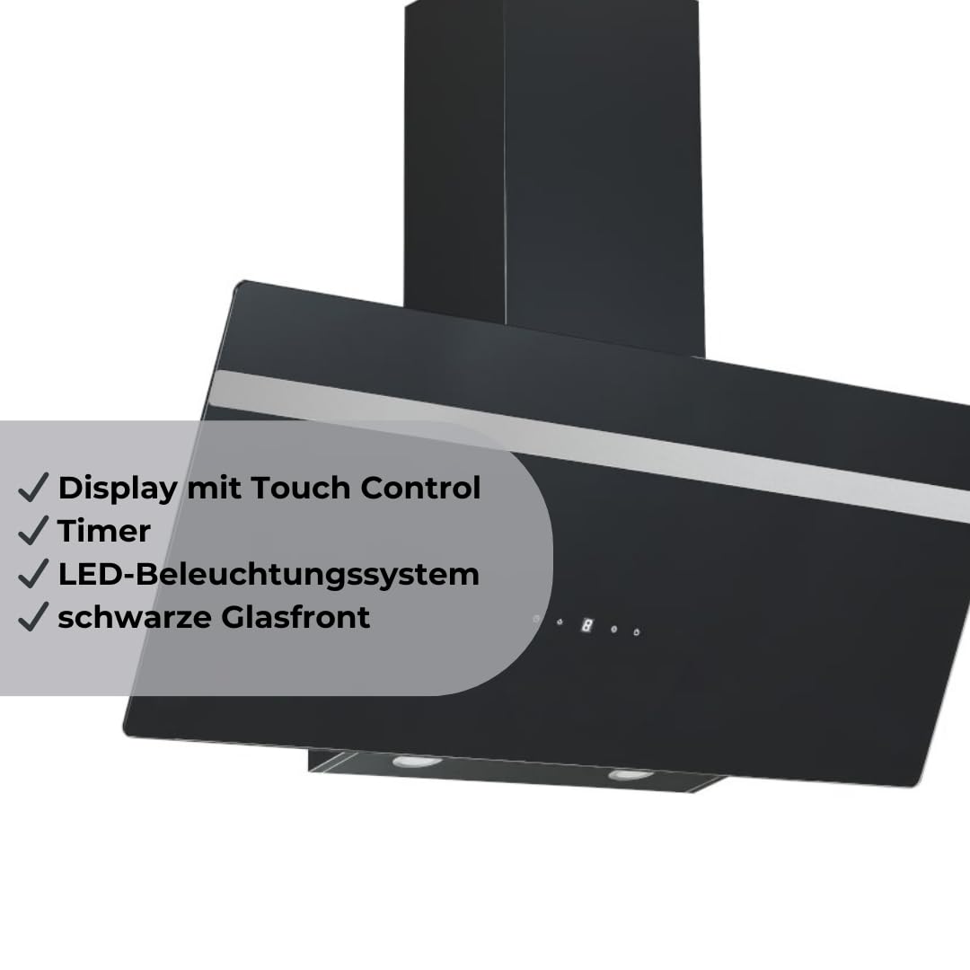 PKM Okap kuchenny S20-90ABTH | czarny | szerokość 90 cm | wyświetlacz z funkcją Touch Control