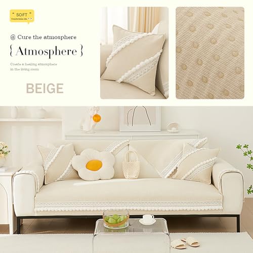 Funda de sofá chenilla beige de tacto suave y alta densidad para modular 3