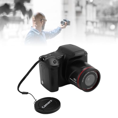 ASHATA Fotocamera Digitale 1080P 16MP per Fotografia e Video, Fotocamera per Vlogging per YouTube Fotocamera con Schermo Ribaltabile a 180° Fotocamera Compatta con Zoom 16X, Schermo da