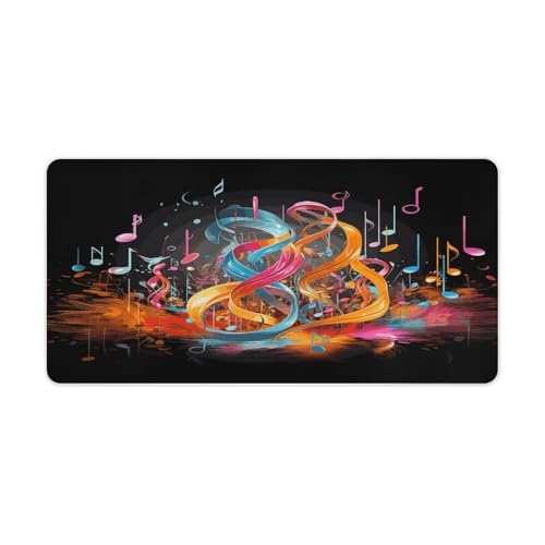 Colorful Musical Note Desk Mat Non-Slip Large Mouse Pad