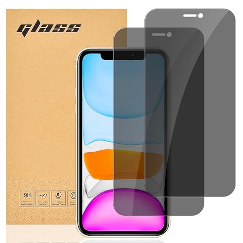 gueche Privacy Screen Protector for iPhone XR and iPhone 11 Anti Spy Tempered Glass Film 2-Pack [Anti-Spy][Impact-Resistant][Anti-Scratch]