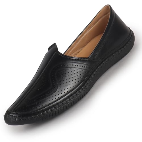 Image of FAUSTO Men Perforated Side Stitched Ethnic Round Toe Juttis and Mojaris for Wedding | Flexible Anti Skid Sole | Pathani Kurta Slip On Shoes
