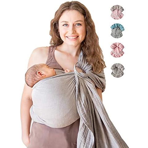 Baby Sling and Ring Sling 100% Cotton Muslin Infant Carrier, Ring Sling Baby Carrier Front and Chest Newborn Carrier Baby Carrier Wrap, Toddler Carrier - Grey Cover
