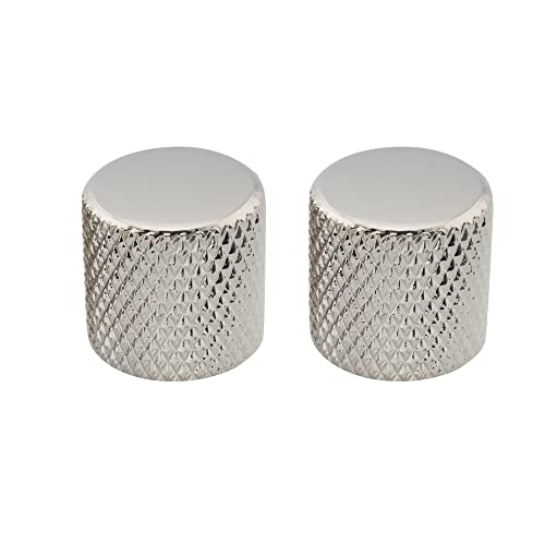 Musiclily Pro Inch Fine 24 Splines Steel Flat Top Knobs Push-on Control Knob for USA Electric Guitar or Bass Nickel(Set of 2)