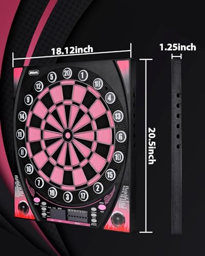Electronic dartboards for adults, Dartboard electronic with Bright Score Display, Multiple Games, and Durable Design-Perfect for Family Fun and Competitions-Includes Soft Tip with 12 Darts (Pink-Grey) - image 5