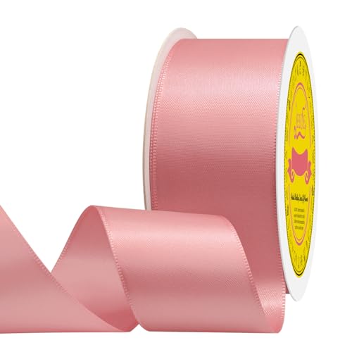Image of Double Face Dusty Pink Satin Ribbon 1-1 /2 inch X 25 Yards Polyester Dusty Pink Ribbon for Gift Wrapping Very Suitable for Weddings Party Hair Bow Invitation Decorations and More