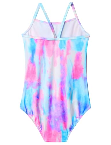 Image of Girls Bathing Suits Colorful Swimsuits with UPF 50 + Sun Protection Sleeveless Toddler Kids One Piece Swimwear