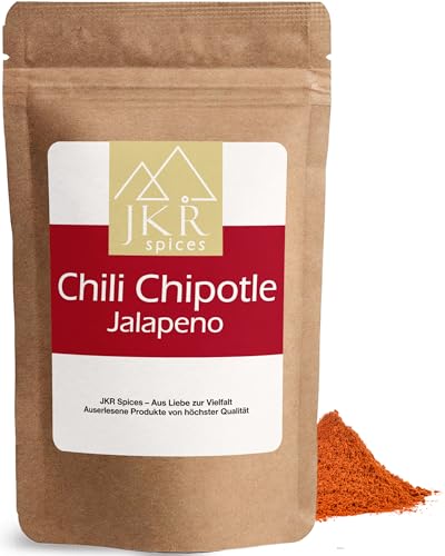 JKR Spices® 250g Chili Chipotle Jalapeno gemahlen | Chilli Pulver geräuchert | Chipotle Chili | Sehr scharfe Chipotle Chilli im wiederverschließbaren Doypack