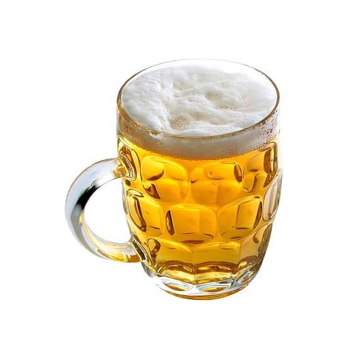 Jarras de Cerveza con asa de 560 ml, Pinta Británica. Pack de 4 Unidades. Jarra de Cristal Original, Capacidad 56 cl.