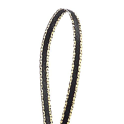 1/8" X 50 Yards Black Gold Edge Satin Ribbon
