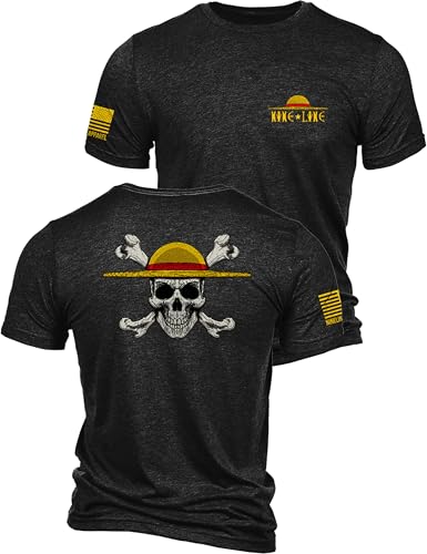 Nine Line Straw Hat Mens Graphic T-Shirt Pirate Skull Crossbones Short Sleeve Shirt Veteran Owned Made in USA