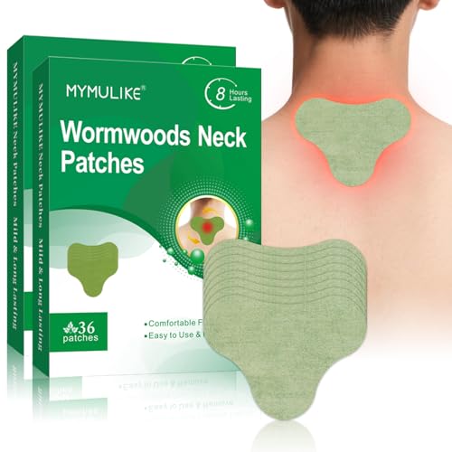 MYMULIKE 72 Count Neck Patches, Maximum Strength Warming Herbal Plaster, Wormwood Heat Patches 8 Hours Lasting Reduction Joint Discomfort for Knee, Back, Neck, Shoulder