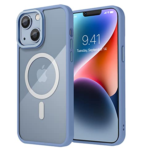 Image of Vaku Luxos Clear Armor MagPro for iPhone 14 Cover Case, Shockproof, Scratch Resistant, Slim, Thin, Military-Grade Metal Ring Camera Protection, Compatible with MagSafe Back Cover - Sierra Blue