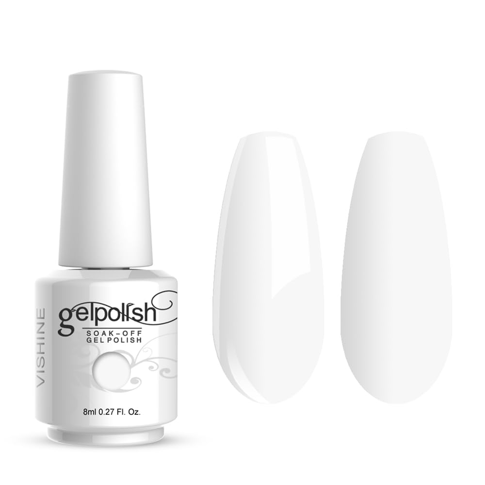 Vishine Gelpolish Professional UV LED Soak Off Varnish Color Gel Nail Polish Manicure Salon Pure White (1433) - White-15ml