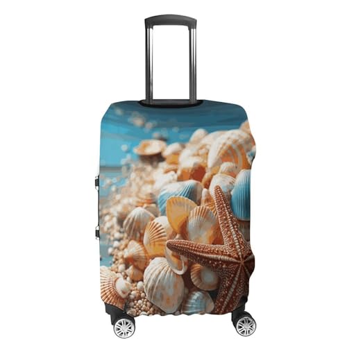 Sea Shells And Starfish Luggage Cover, Washable Elastic Suitcase Cover Protector Fit 18-32 Inch Luggage4