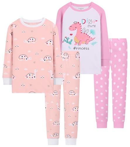 Benaive Girls Pajamas Long Sleeves Sets Halloween Christmas Pjs for Girl Holiday PJs Cotton Kids Sleepwear Size 2T-12 Years