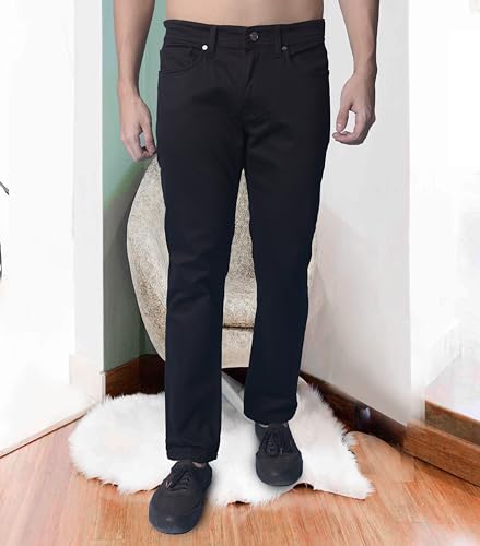 Image of i'sol Men's Tapered Fit Solid Mid-Rise Stretchable Casual Jeans