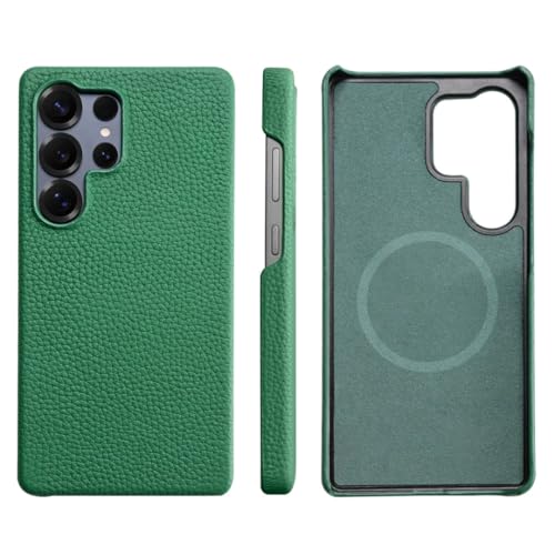Coque magnétique pour Samsung Galaxy S24+ antichoc en cuir de litchi vert